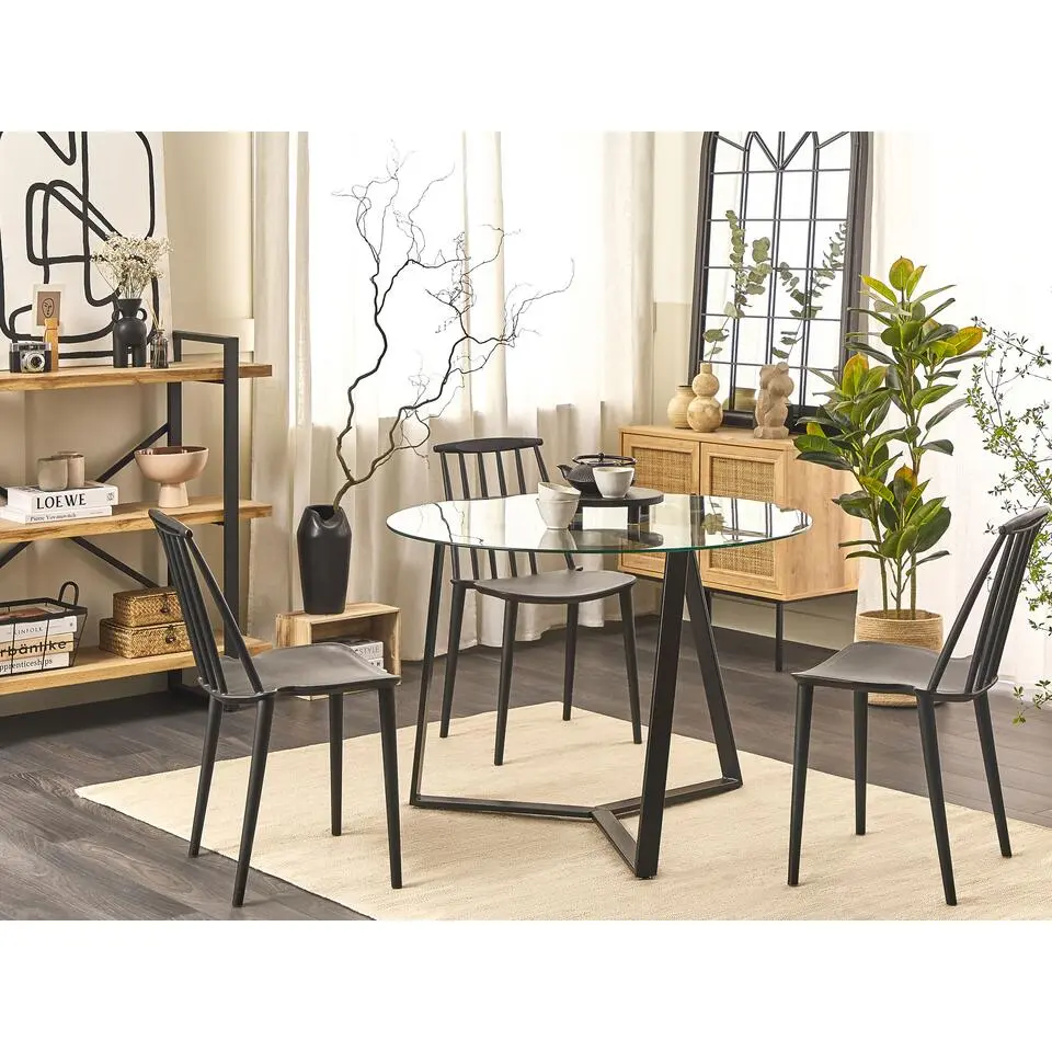 KEBRI - Eettafel - Zwart - 100 x 100 cm - Veiligheidsglas