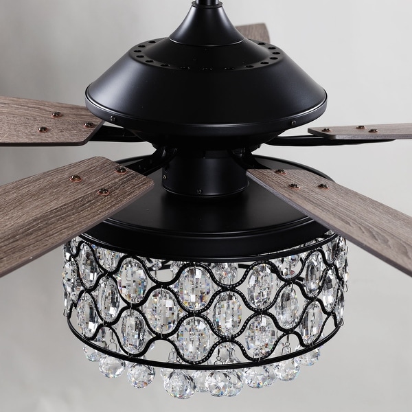 Modern 4-light 5-blade Crystal Chandelier Ceiling Fan with Remote - 52 Inches
