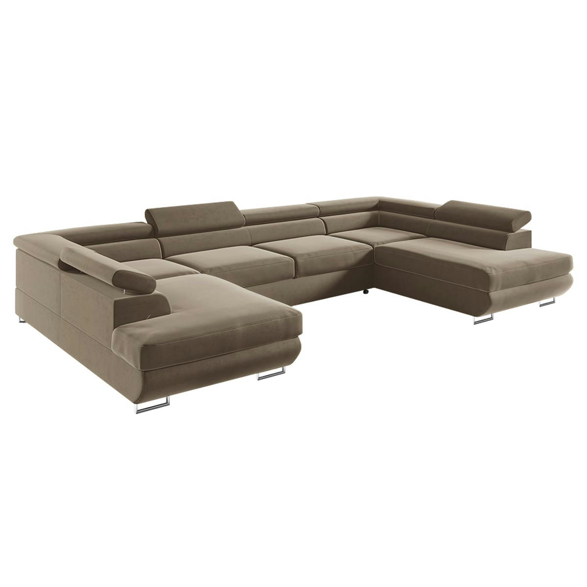 - Canapé en u 5 places convertible marron