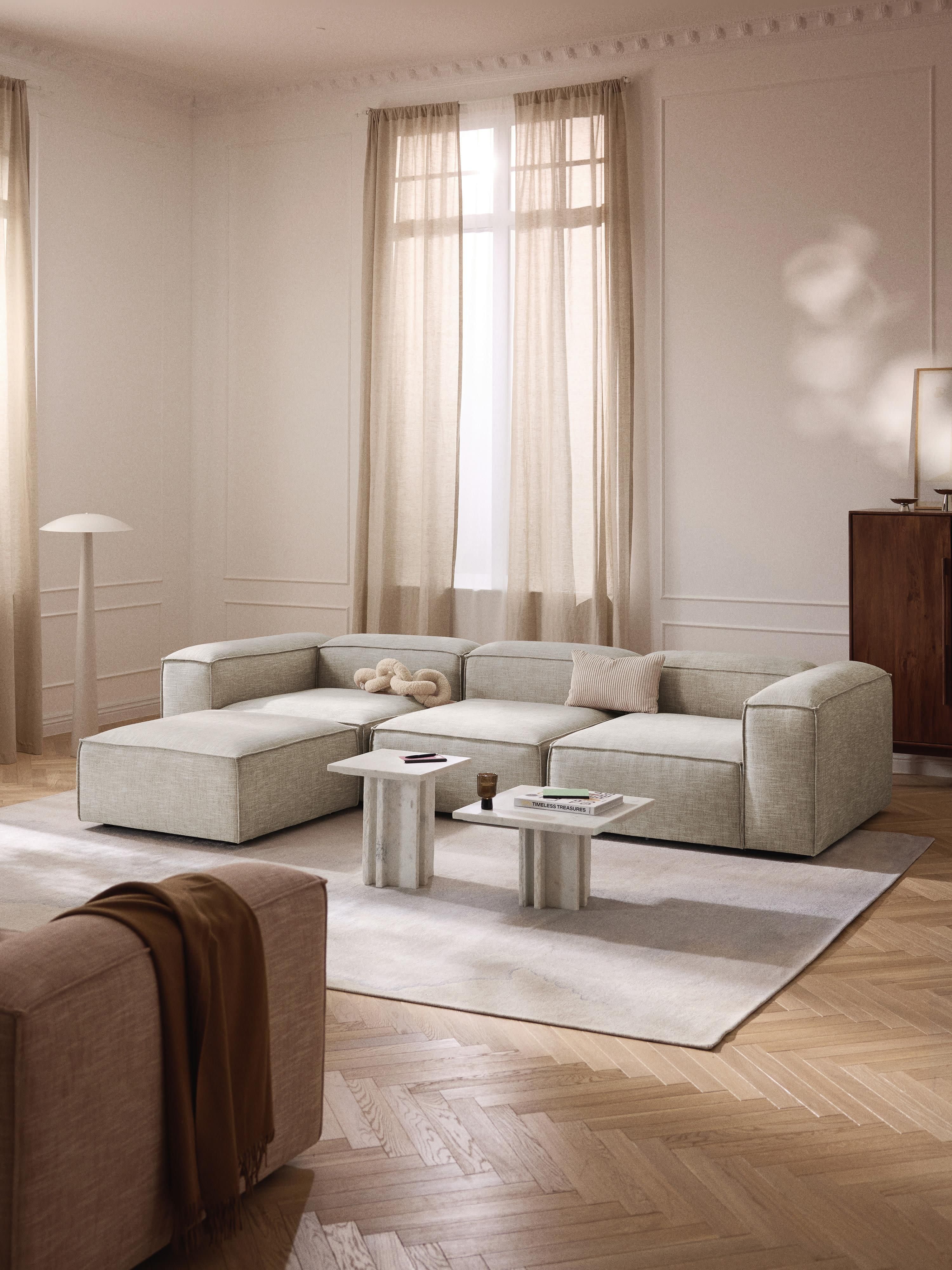 Sofa-Hocker Lennon aus Leinen-Mix