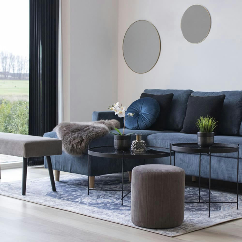 SKIBY - Banc en velours côtelé L100cm gris