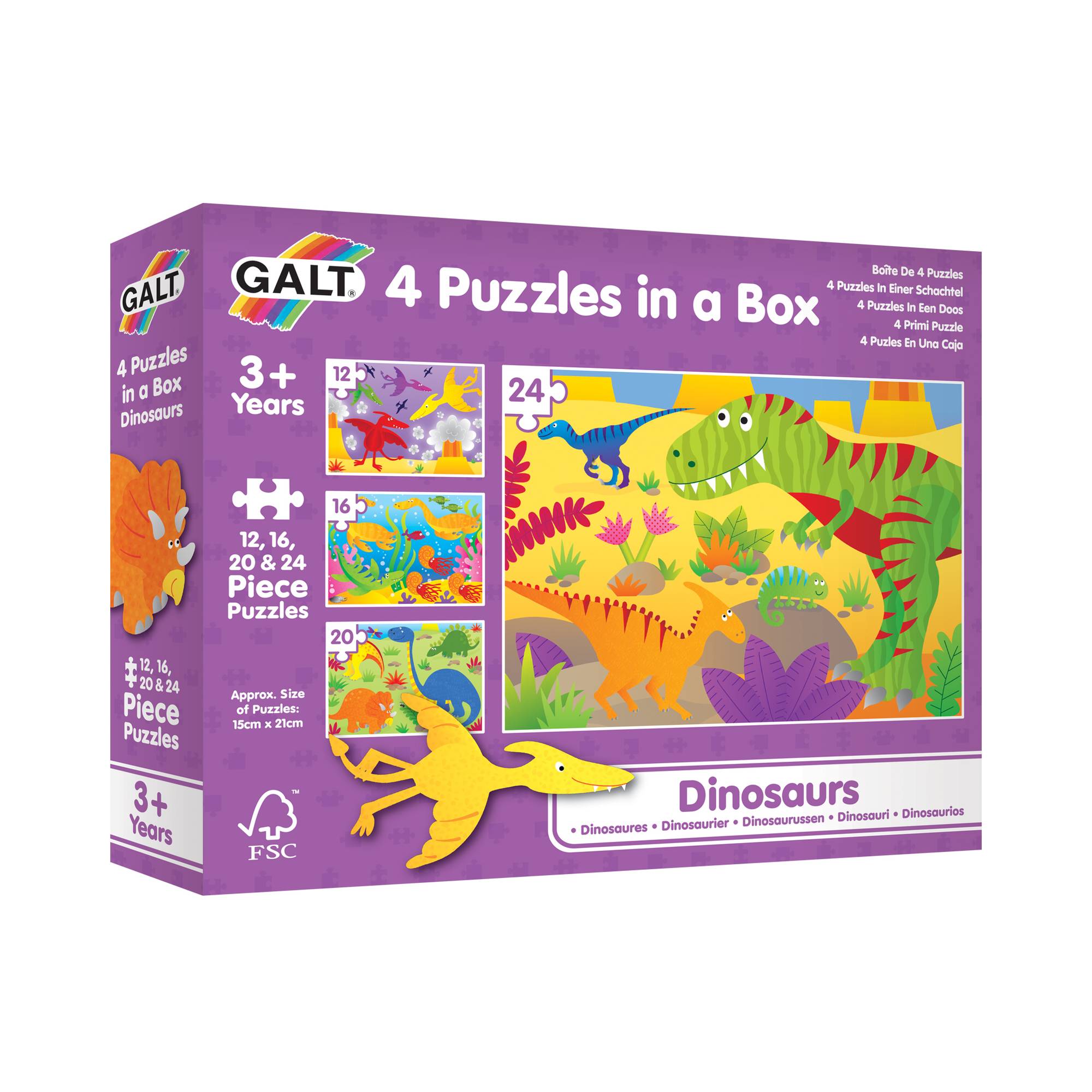 Galt Dinosaurs 4 Puzzles in a Box