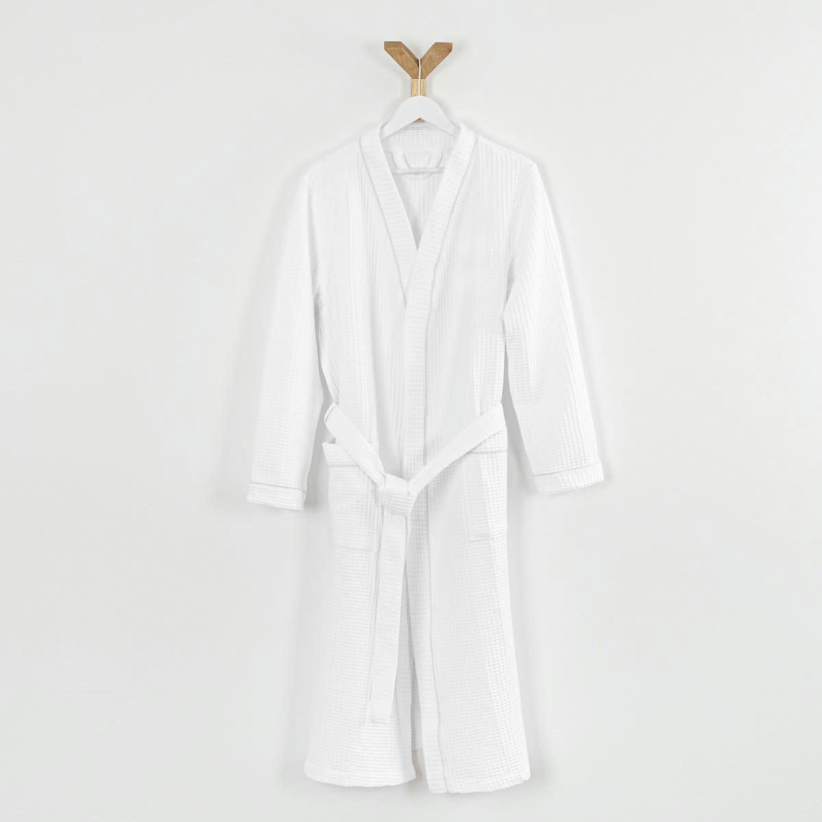 - Peignoir nid d'abeille en coton blanc xl