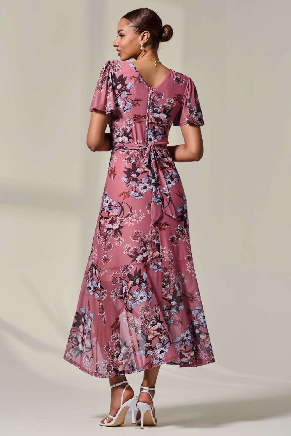 Jolie Moi Mesh Frill Hem Maxi Dress