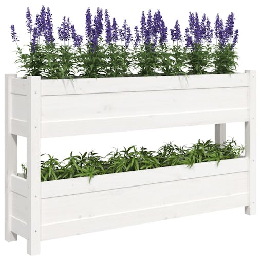 NNEVL Planter White 112x25x66 cm Solid Wood Pine