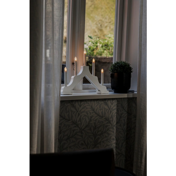 Holzleuchter, LxHxT: 36,5x29,8x5,5 cm, warmweiß, 5 LED
