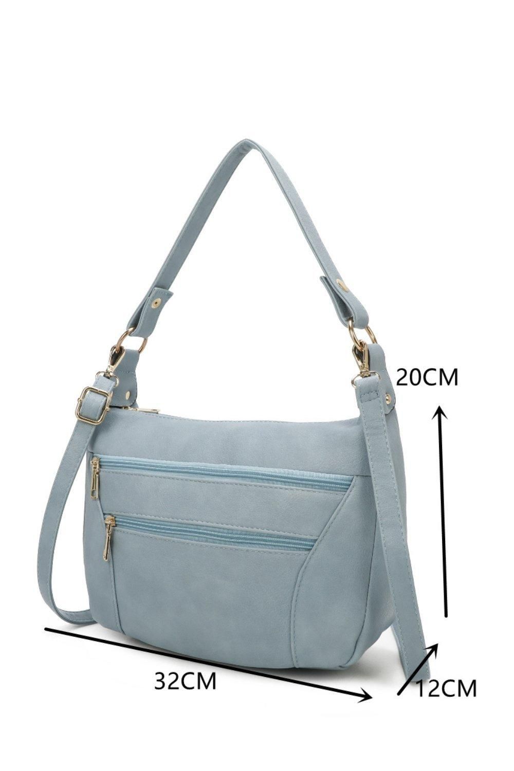 Fontanella Fashion Sims Quadruple Zipped PU Leather Crossbody Shoulder Bag