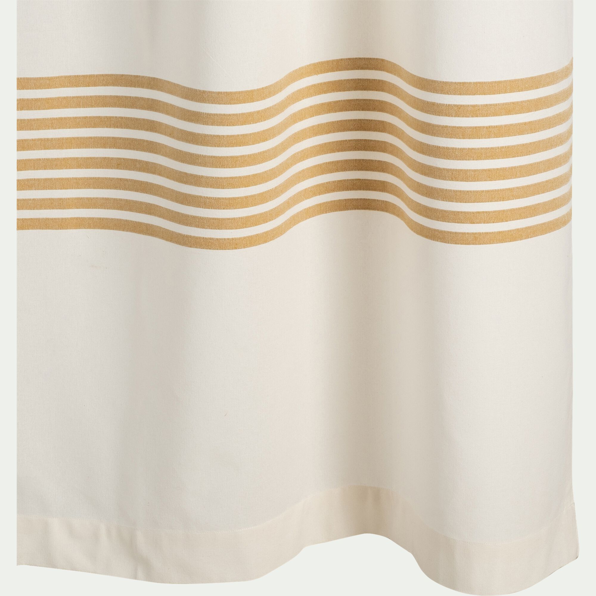 DINAN - Rideau à œillets en coton à bande jaune 140x250cm - Beige
