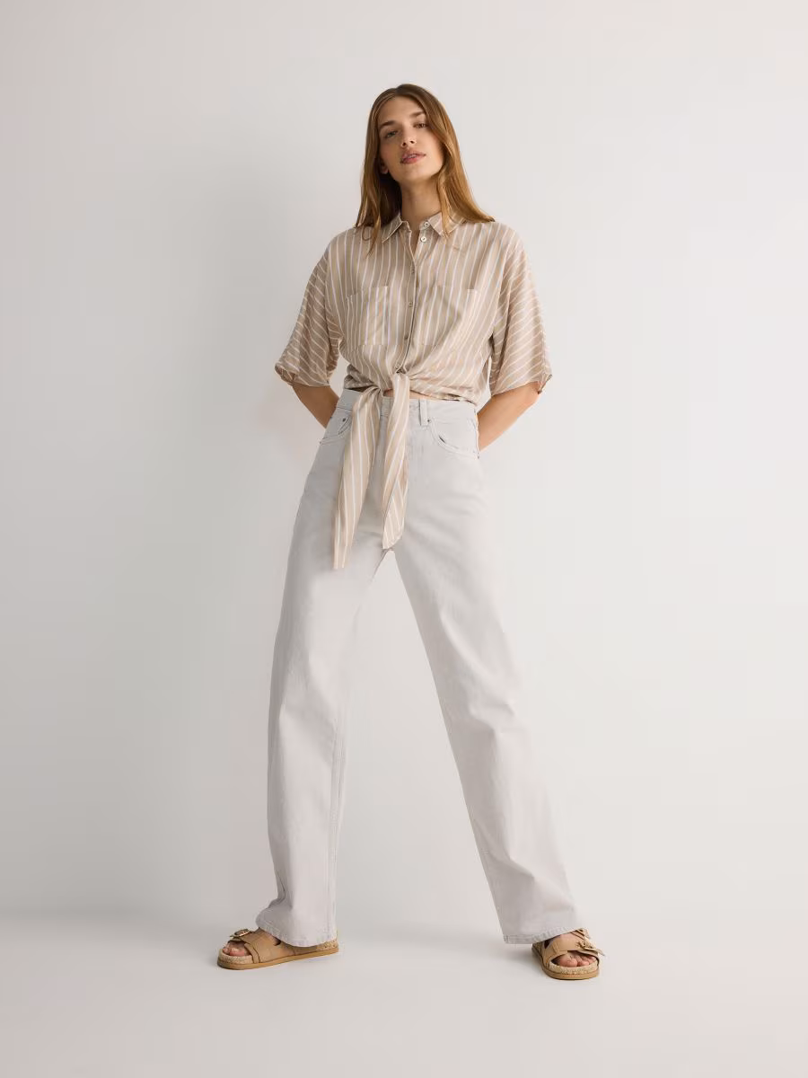 Cropped Shirt With Tie Detail