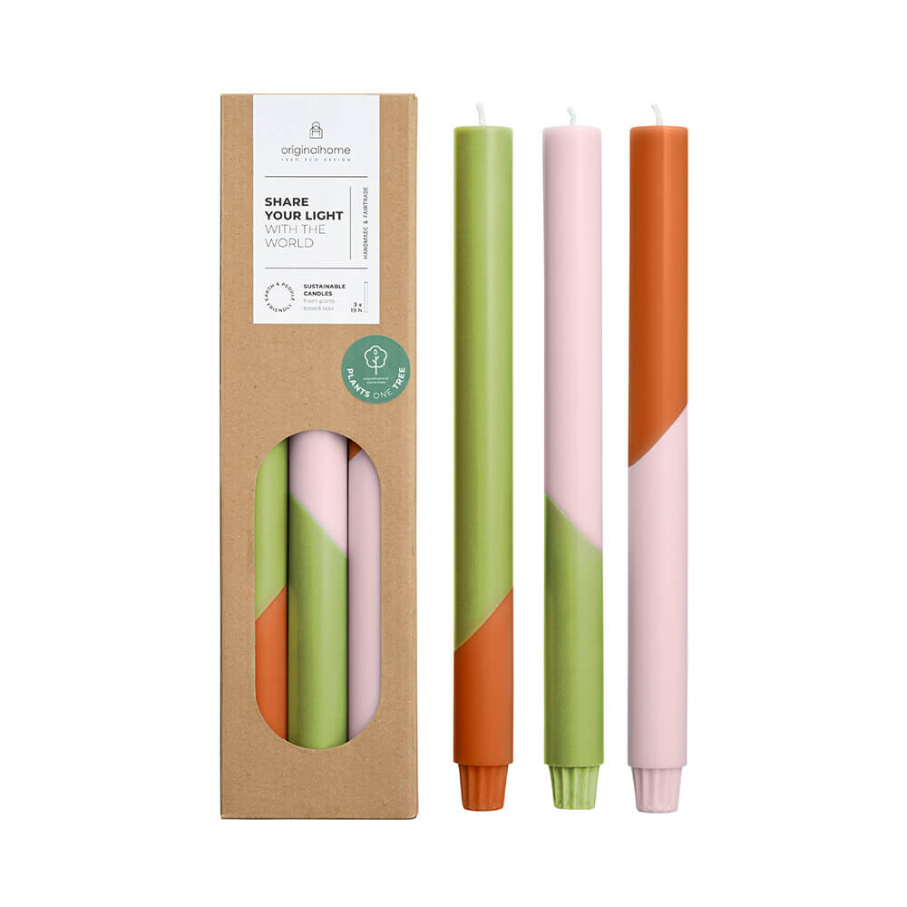 Originalhome dinerkaarsen diagonaal Joy - 30 cm - set van 3