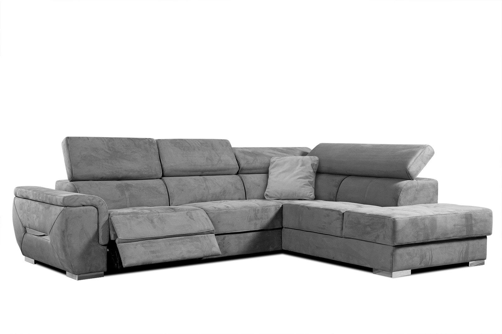 KELTE - Canapé d'angle droit 5 places avec une relaxation tissu gris foncé