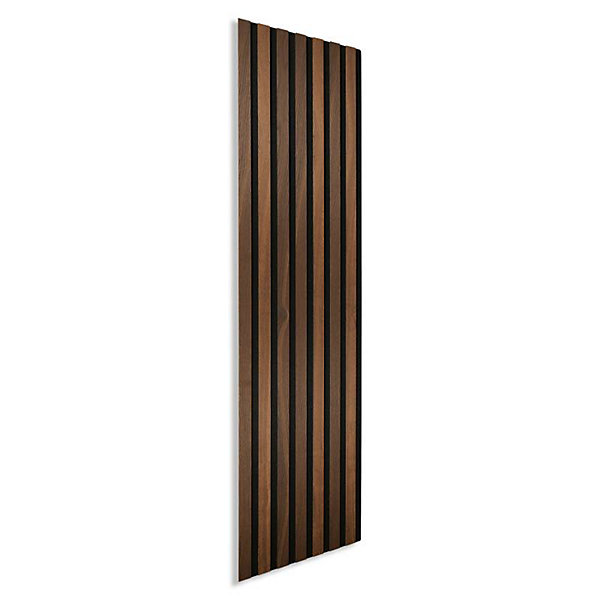 Panneau tasseaux bois 120 x 30 x 1cm - Lamelles chêne foncé véritable fond noir - 0,36m²