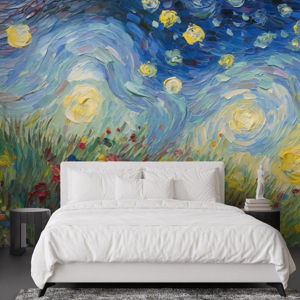 Feeby Fototapeta, Gwiaździsta noc na łące - V. van Gogh 150x105