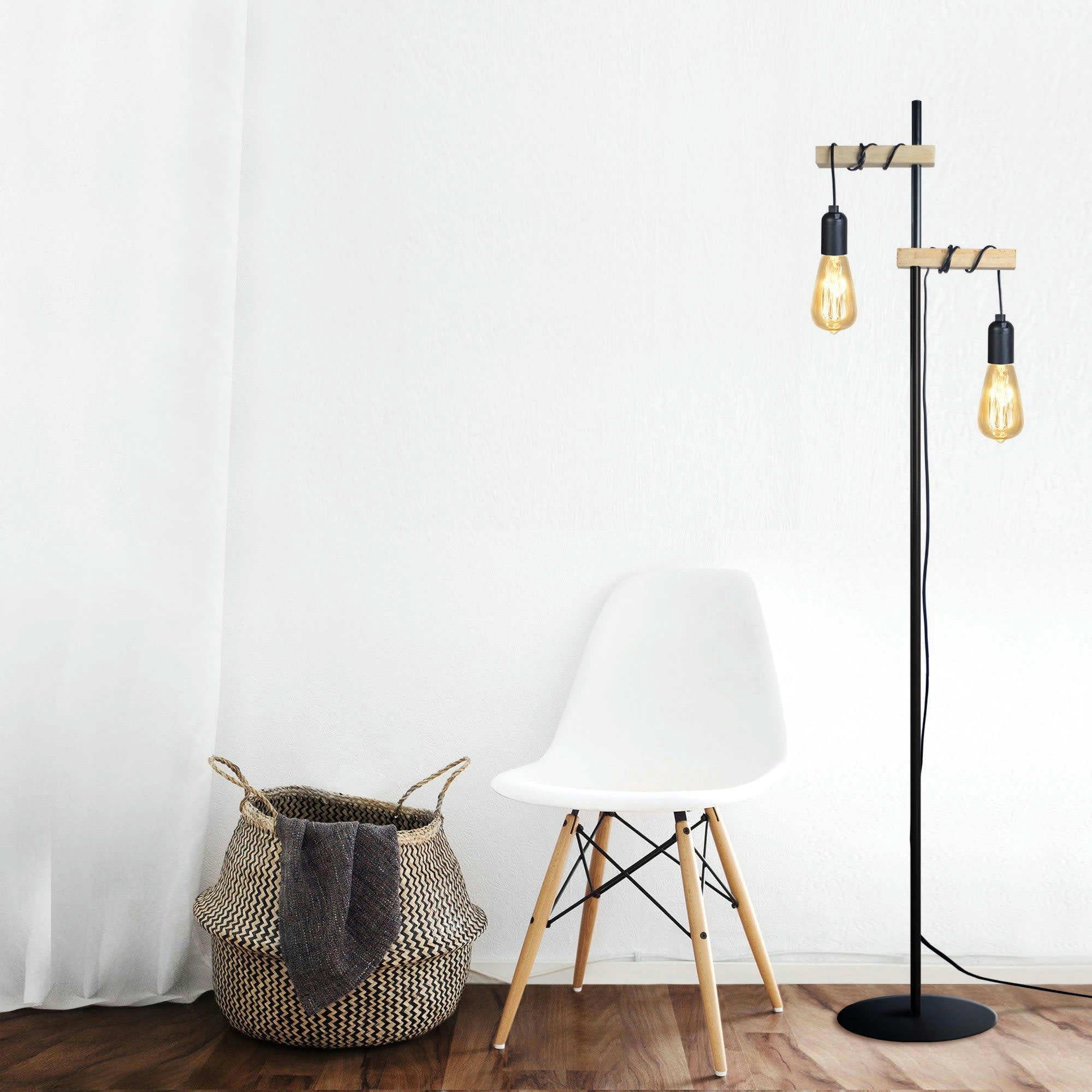 BROOKLYN - Lampadaire bois naturel et noir