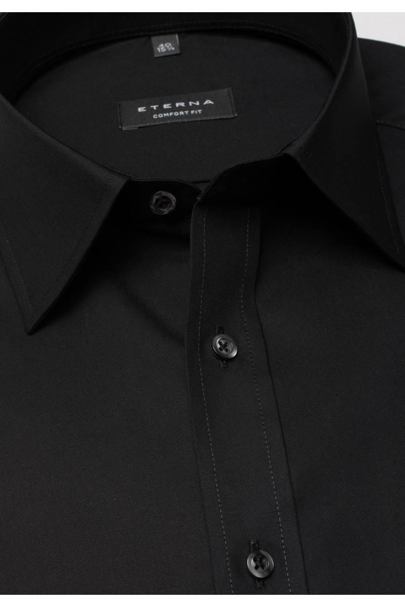ETERNA Comfort Fit Hemd schwarz, Einfarbig (super langer Arm)