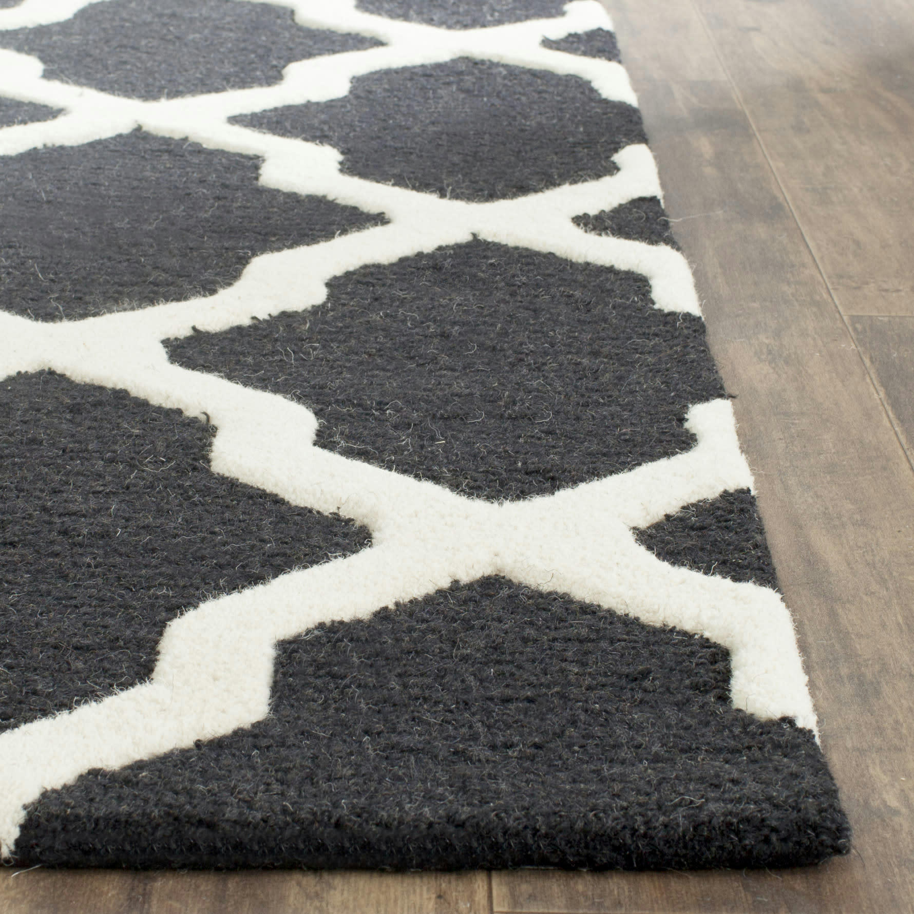 CAMBRIDGE - Tapis de salon interieur en noir & ivoire, 91 x 152 cm
