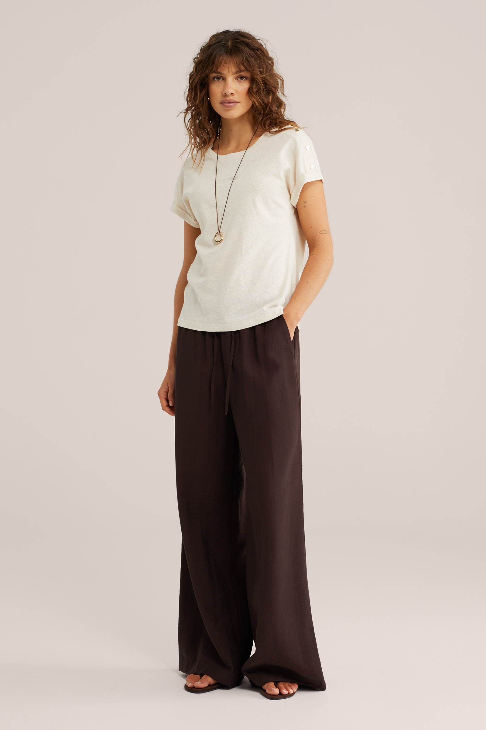 Dames T-shirt van linnenmix