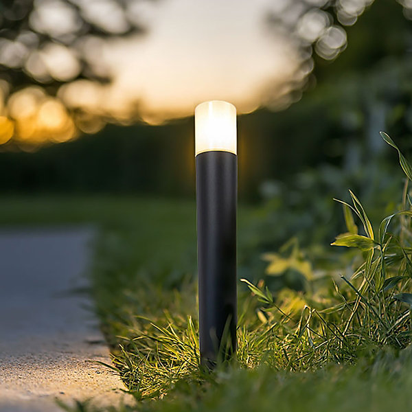 Lampe d'extérieur noire avec abat-jour blanc opale 50 cm - Odense