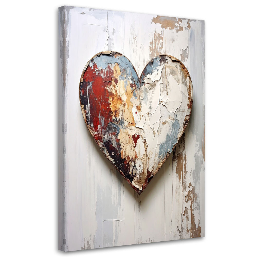 Obraz do salonu sypialni loftu spa, 3D Serce miłość w stylu shabby 20x30