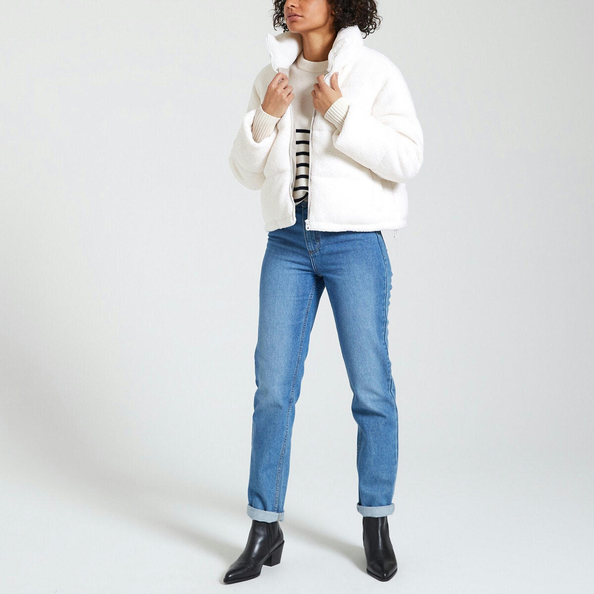 Blouson teddy, col montant