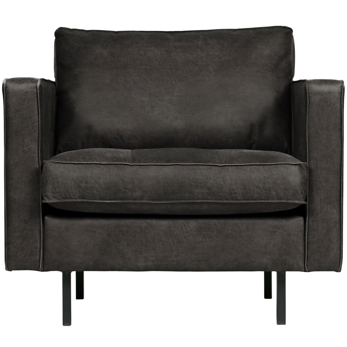 WOOOD classic fauteuil Rodeo - Recycle Leer - Zwart - 83x98x88
