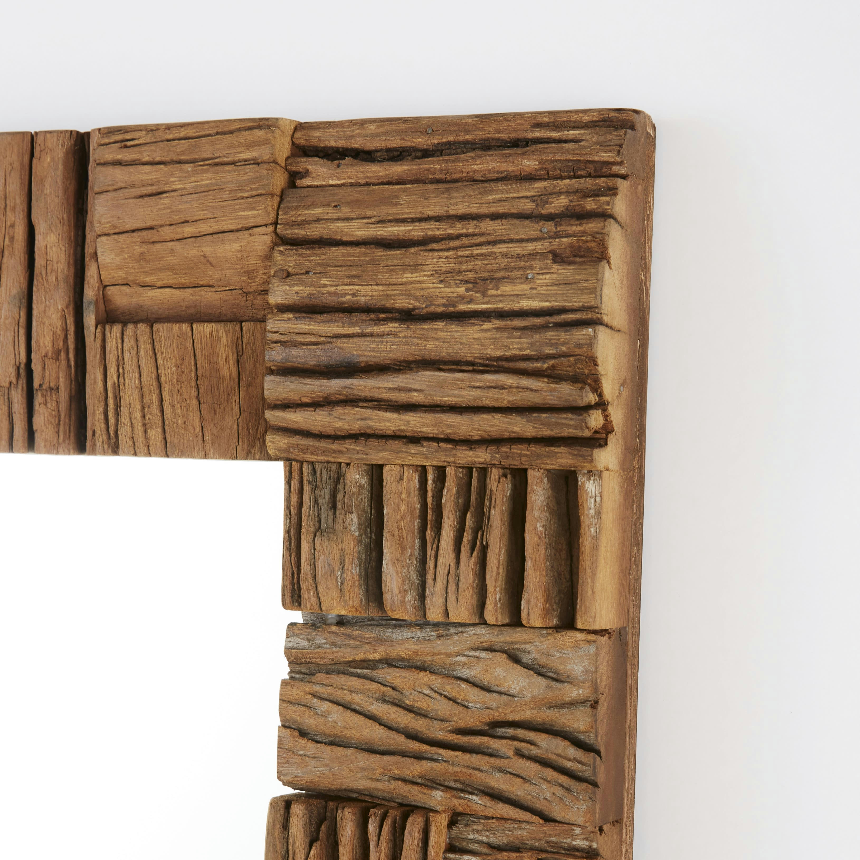 MALINDIA - Grand miroir rectangulaire en bois de manguier gravé 80x170