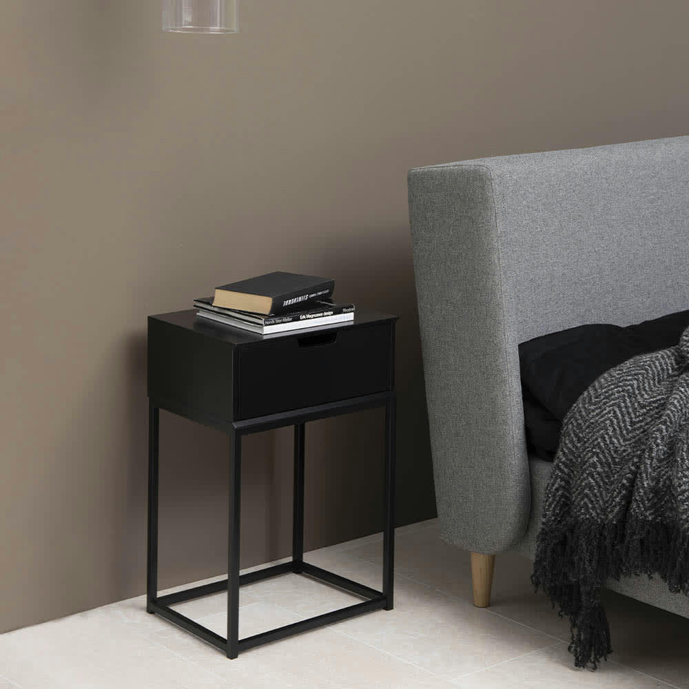 SLUMBER - Table de chevet noir tiroir