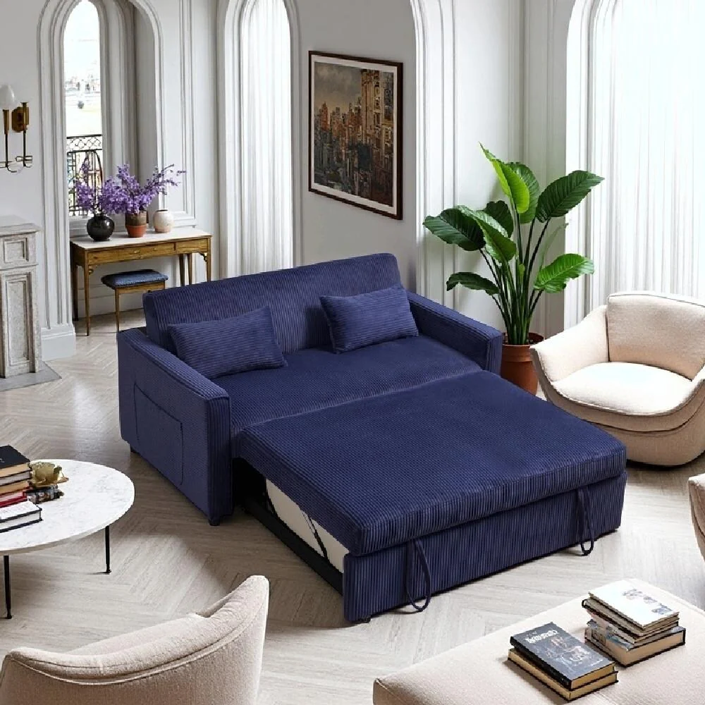 Corduroy Futon Sofa Bed - 3-in-1 Convertible Sleeper