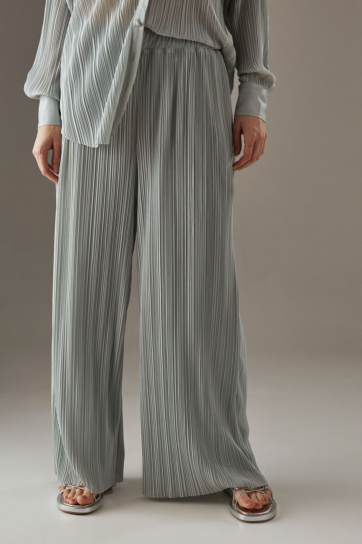 Warehouse Plisse High Waisted Wide Leg Trousers