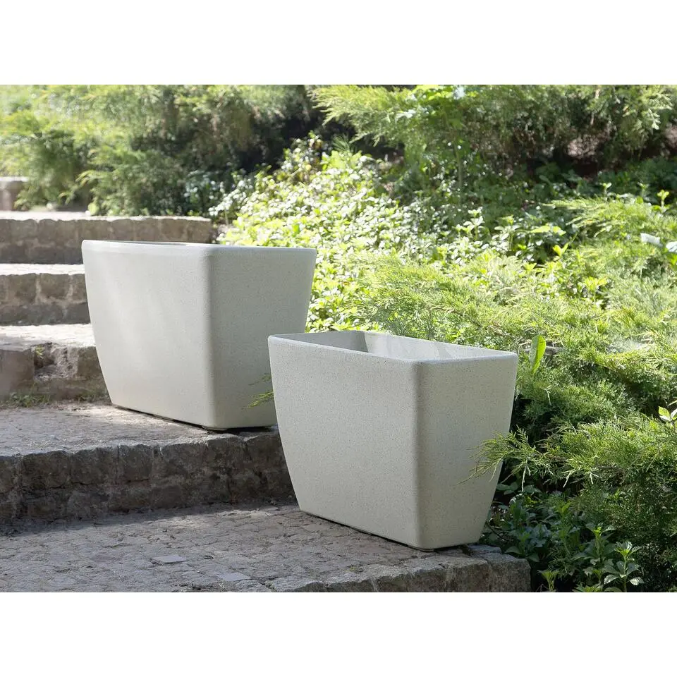BARIS - Bloempot set van 2 - Beige - Groot - Stenenmix