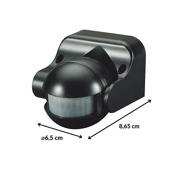 Détecteur de Mouvement Infrarouge Noir 180 degrés IP44 - SILAMP