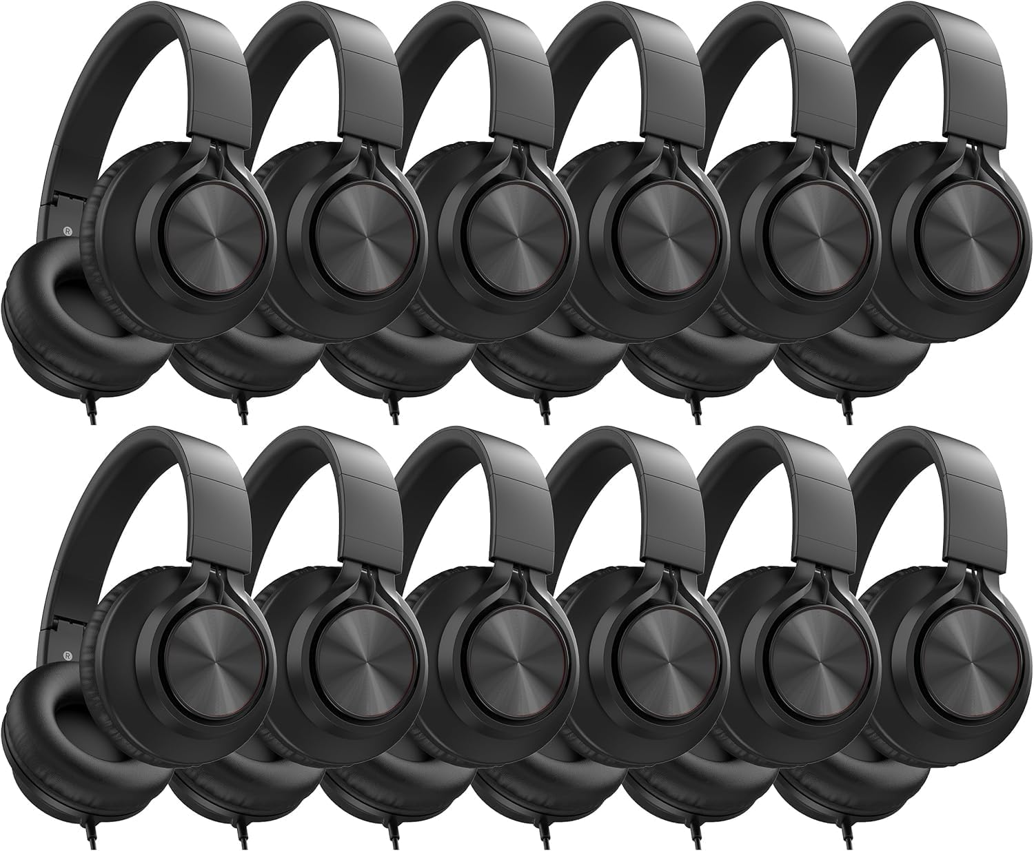 AILIHEN Classroom Headphones Bulk Wired for School, 12 Pack Headsets with Microphone for K-12 Grade Classroom, Students, Teens, 3.5mm Jack for Chromebook, Computer, Laptop (Black)