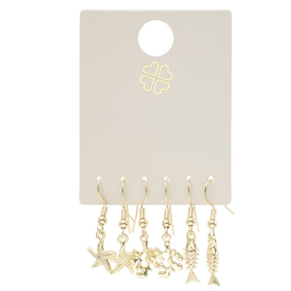 Boucles d'oreilles 3 paires marin zinc doré L3,5cm