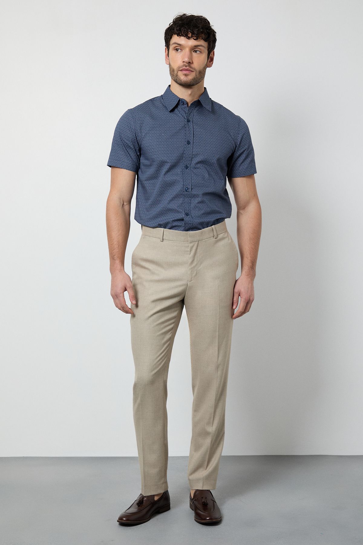 Burton Navy Geometric Print Short Sleeve Shirt