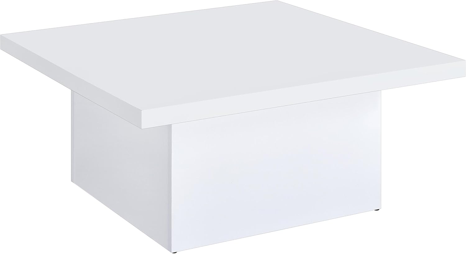 Coaster Home Furnishings - Devar - Wood - Square Coffee Table with Plinth Base, Geometric Design and Contemporary Style - Living Room - White High Gloss - 710898