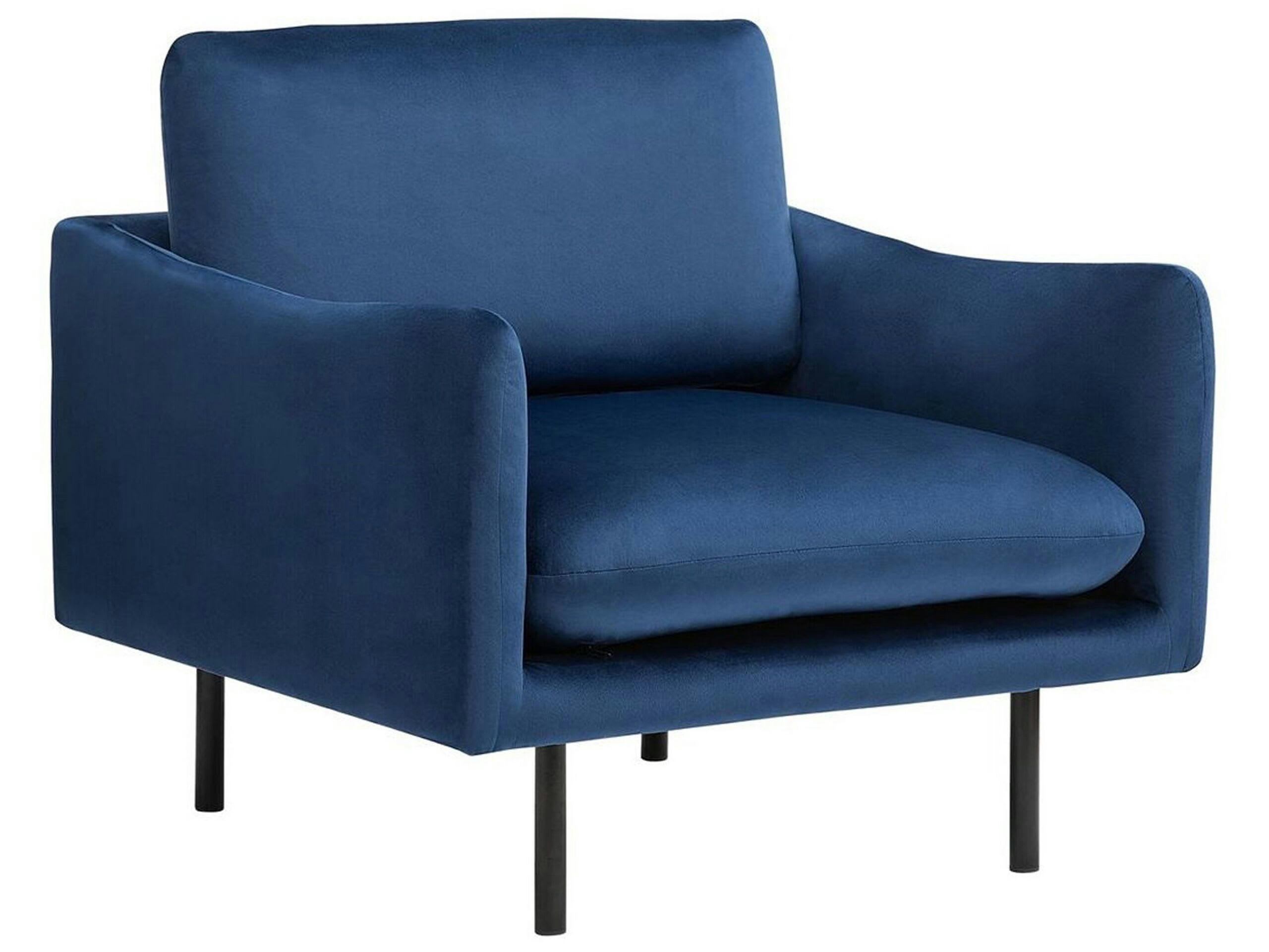 VINTERBRO - Fauteuil en velours bleu foncé