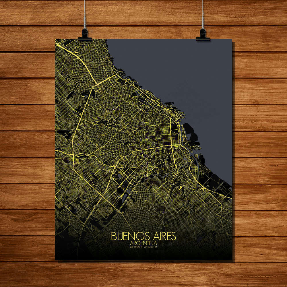 - Affiche Buenos aires Carte Nuit 40x50
