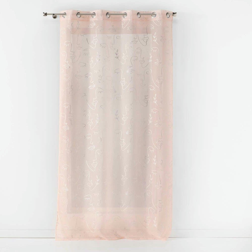 ARTY LINE - Voilage sable métallisé rose argent 140x240cm