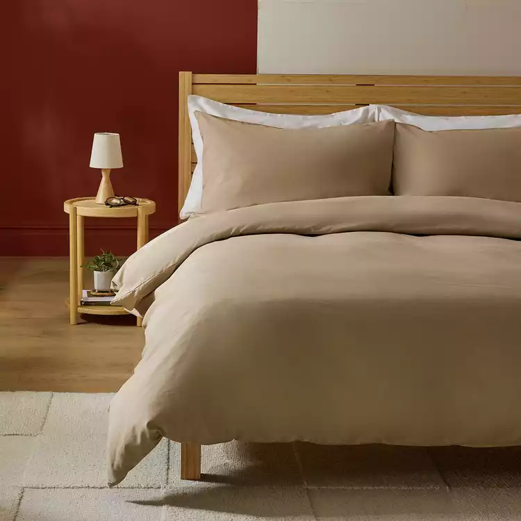 Habitat Cotton Textured Print Natural Bedding Set - Single