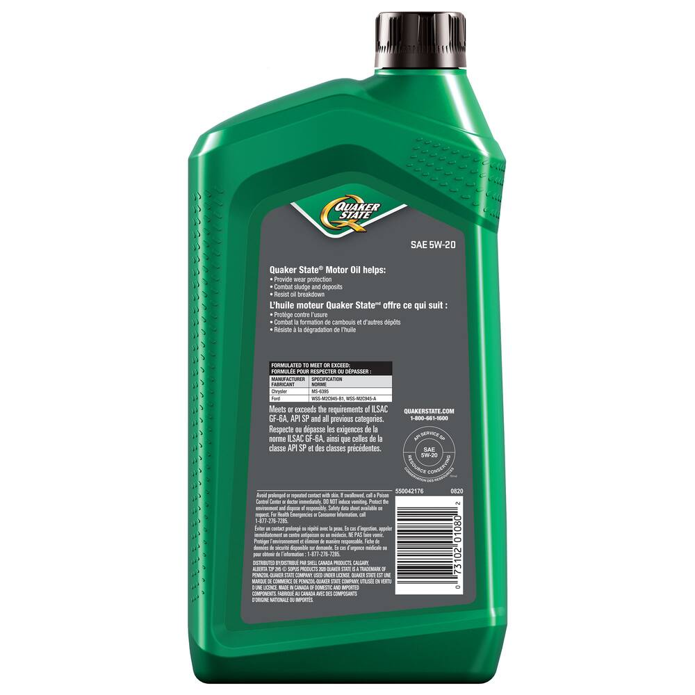 Quaker State 5W20 Synthetic-Blend Engine/Motor Oil, 946-mL