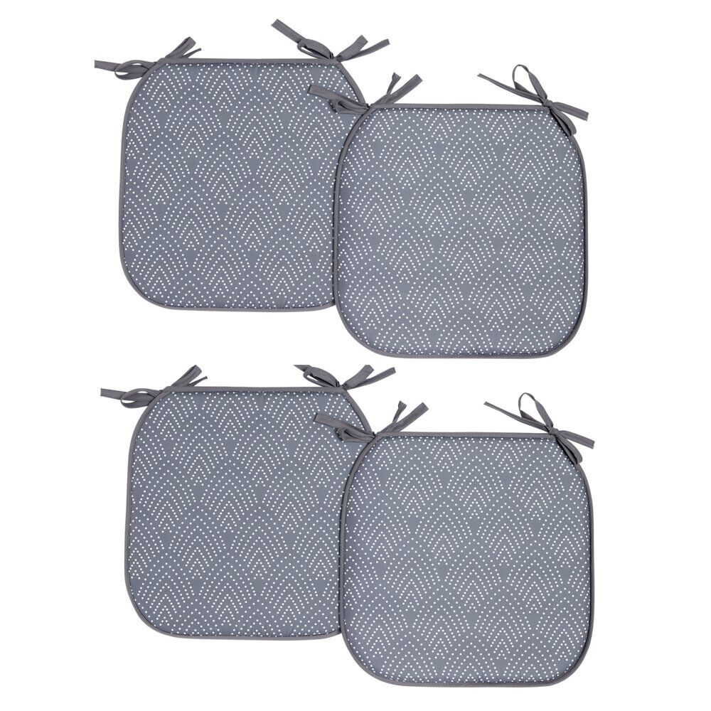 Galette de chaise carrée x4 avec motif 38x38cm (4 modèles)