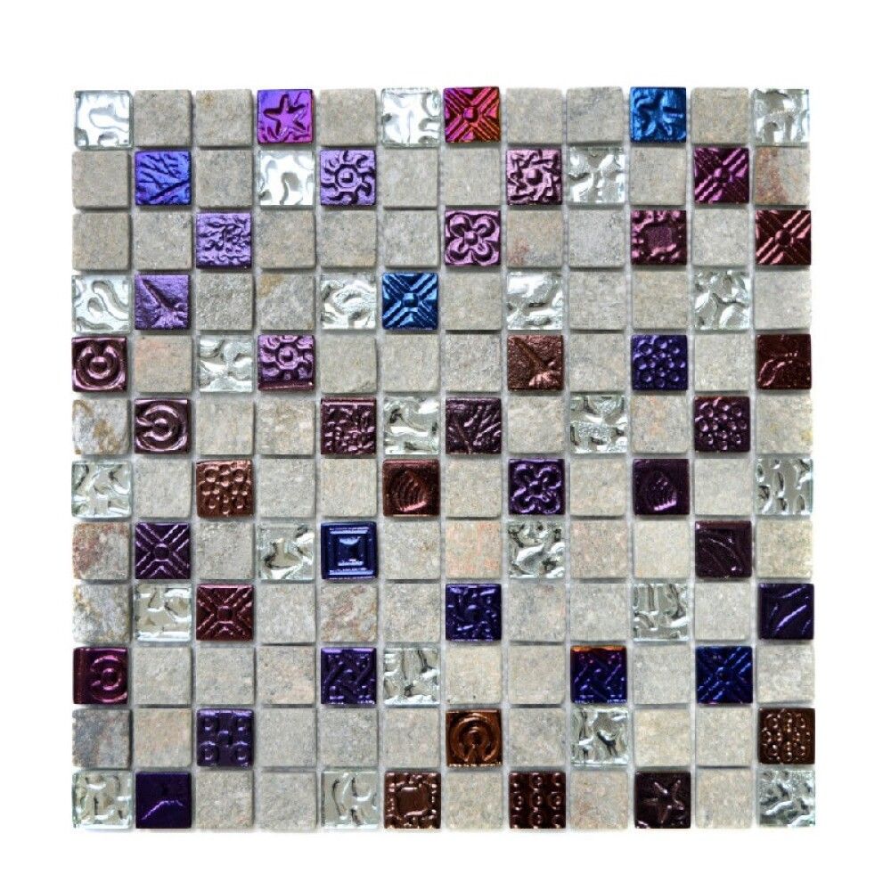 MOSAIKK SQUARE CRYSTAL/STONE MIX GREY XCM CR37