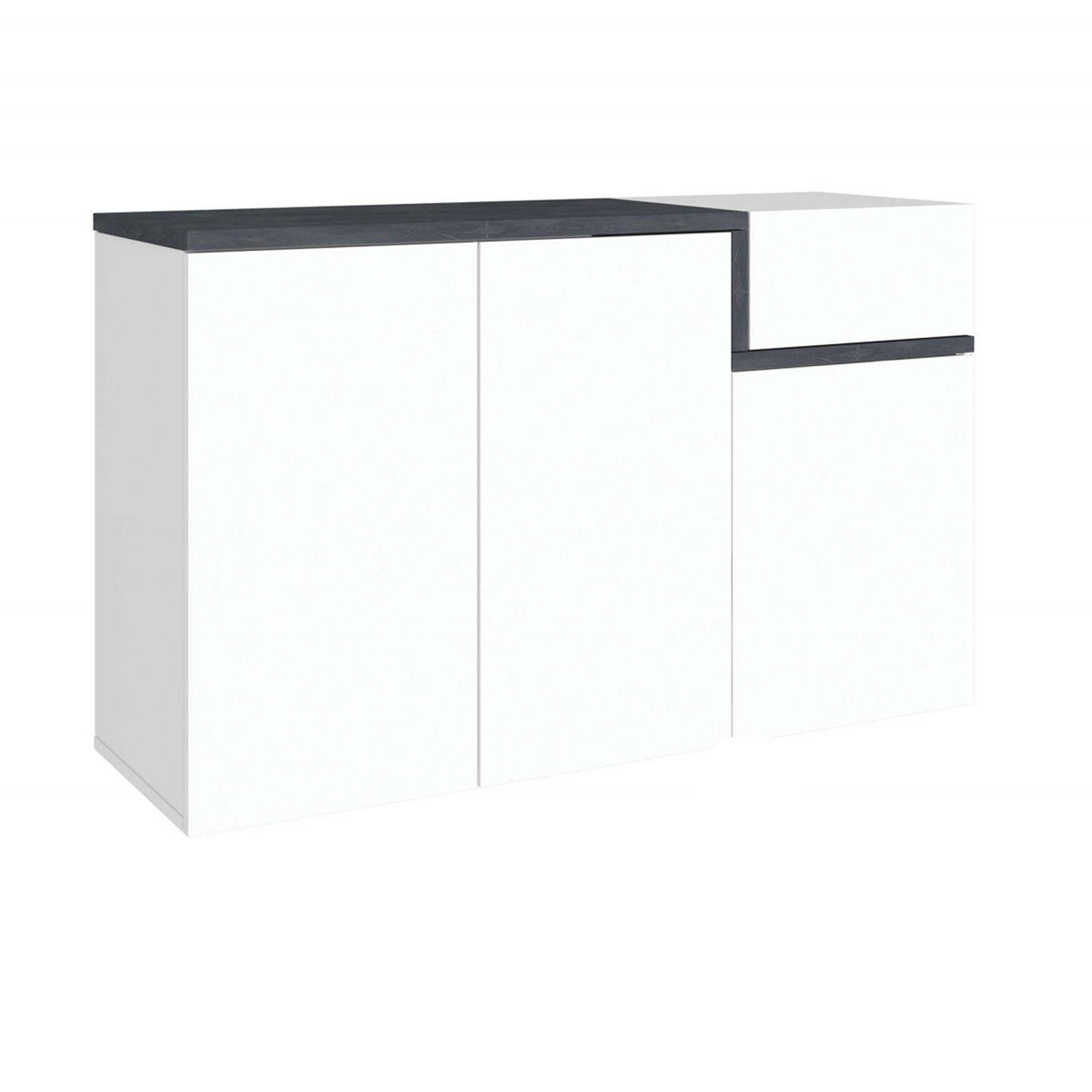 DMESSIA - Meuble à chaussures effet bois blanc brillant gris ardoise