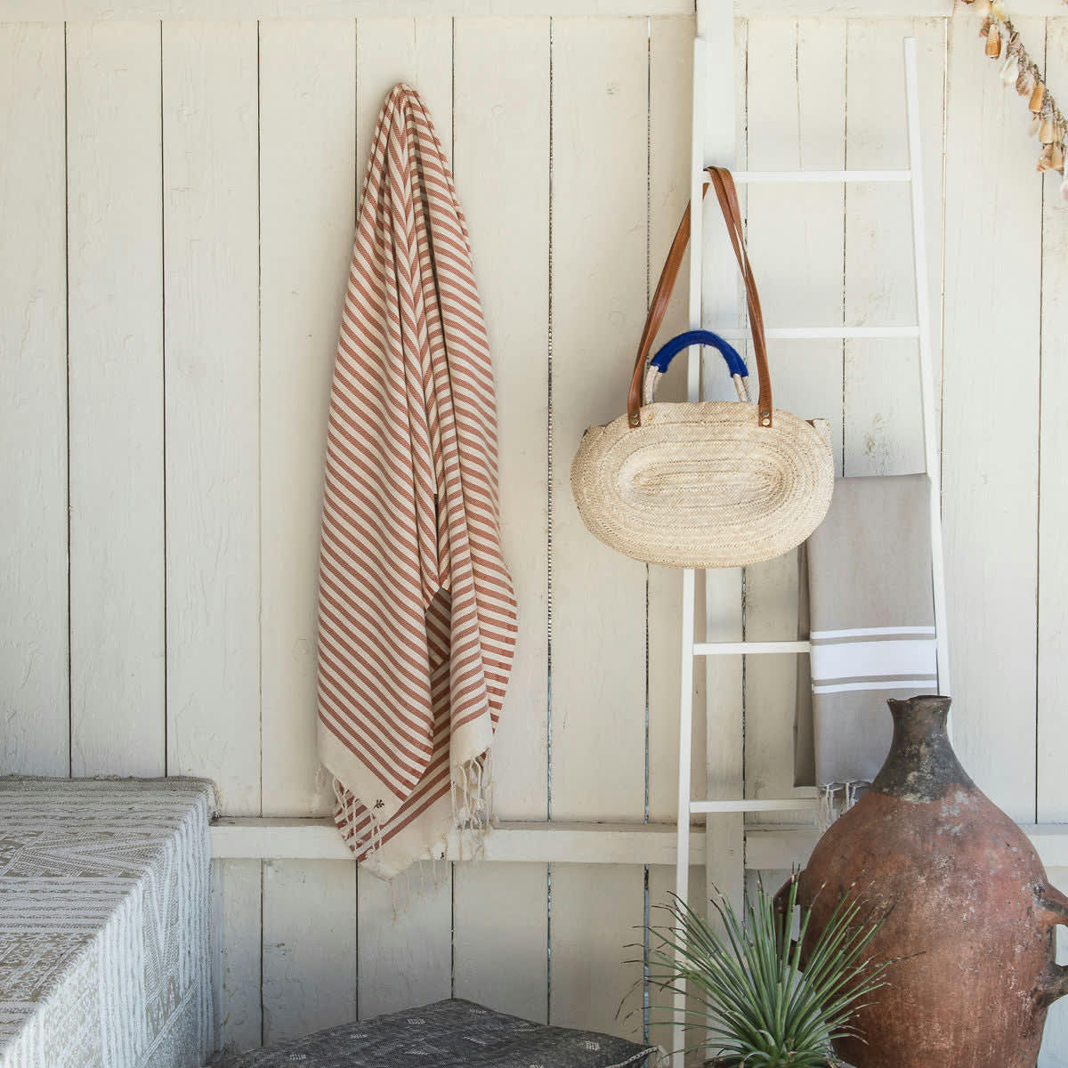 HOSSEGOR - Fouta coton  100x200 rouge brique