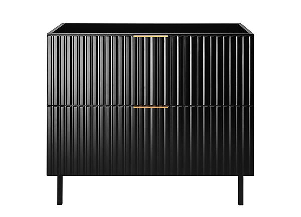 Meuble vasque, Noir   poignée dorée, 80 x 77 x 46 cm, pieds noirs, sans plateau