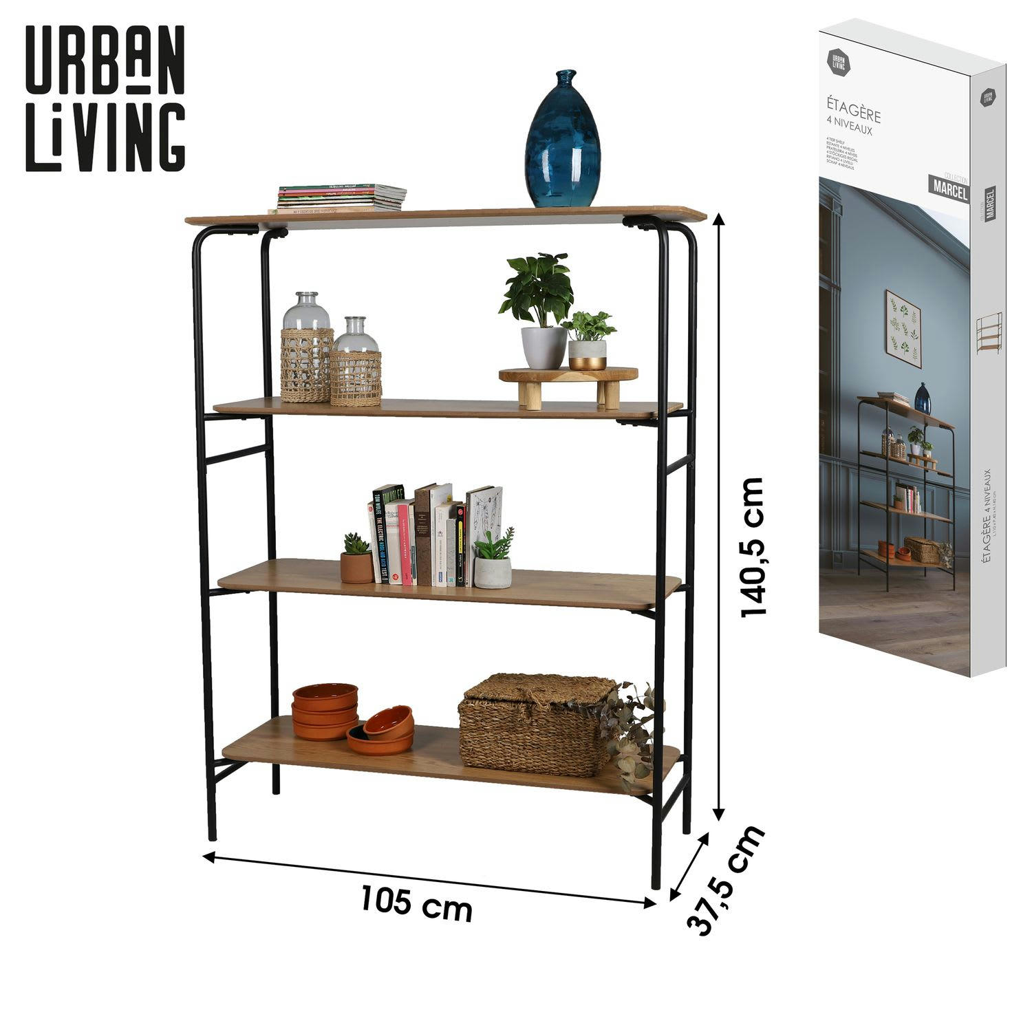 - Bibliothèque 4 niveaux marron