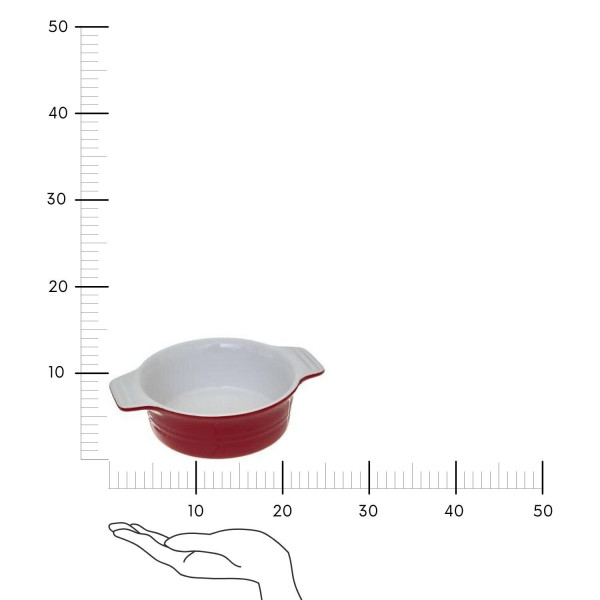 NACZYNIE GLINIANE okrągłe śr. 13,4 cm czerwone Z UCHWYTAMI