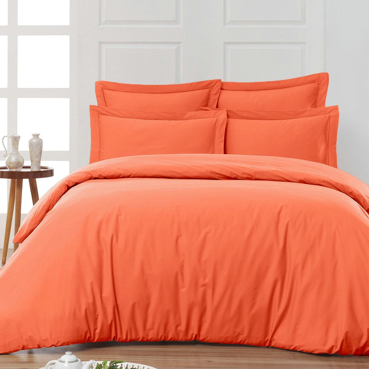 SOFT PERCALE - Drap housse en percale de coton Corail 90x190 cm