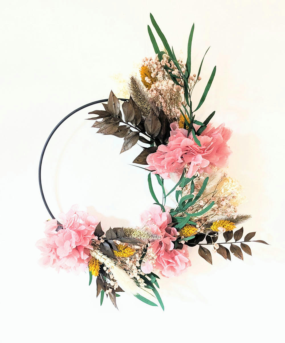 - Couronne murale de fleurs séchées Honorine D20cm