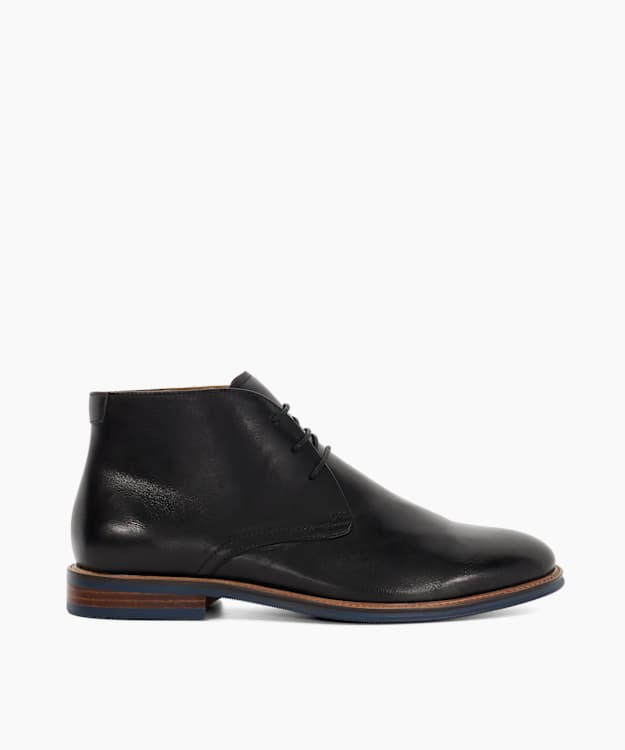 Millers Black - Wide Fit Round Toe Leather Lace Up Boots